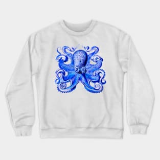Octopus, celurean blue, vintage illustration Crewneck Sweatshirt